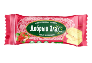 Мультизлаковая конфета Добрый злак с белым шоколадом со вкусом клубники